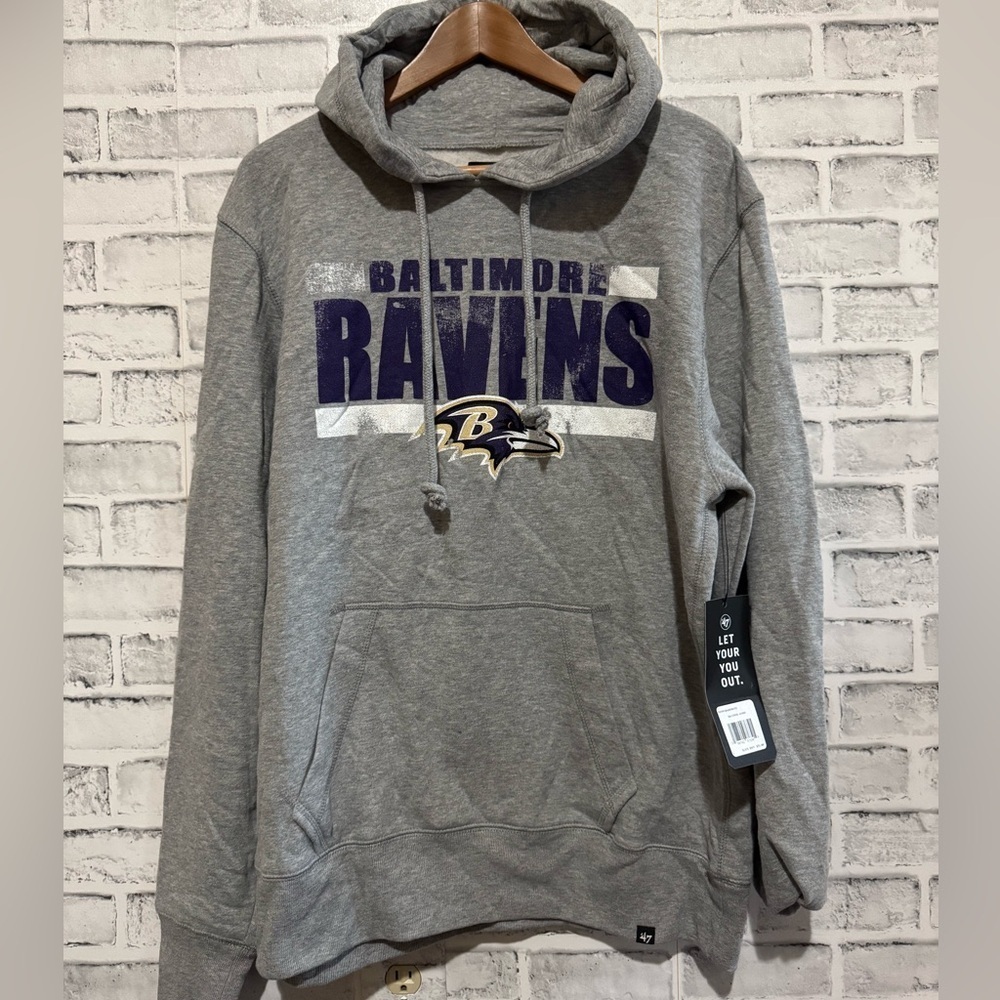 NWT Adult ‘47 Baltimore Ravens gray pullover hoodie sweatshirt Large